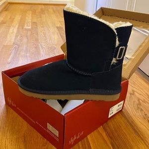 Style & Co suede boots with shearling lining - navy
